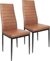 HUOLE valgomojo kėdės, 4 dalių rinkinys, elegantiškas itališkas dizainas, dirbtinės odos užvalkalas, patogi minkšta kėdė, moderni virtuvės kėdė, valgomojo arba valgomojo stalo kėdė (2 dalys (ruda))
