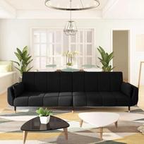 HUAKEHOM Sofa lova 2-vietė sofa sofa su miego funkcija Sofa lova Svečių lova su 2 pagalvėlėmis Sofa lova Svetainė Modernus juodas aksomas