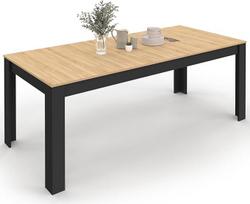 IDMarket - "Rozy" stačiakampis valgomojo stalas 4-8 asmenims, juodas, buko efekto stalviršis, 160-200 cm