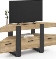IDMarket - "Phoenix" televizoriaus spintelė 110 cm su mediniu stalčiumi ir juoda spalva
