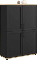 IDMarket - "Vito" aukštoji lenta 125 cm aukščio, 4 durys, juoda ir medinė