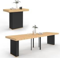 IDMarket - Išskleidžiamas konsolinis staliukas Eden 14 žmonių 300 cm Mediena ir juoda spalva