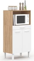 IDMarket - Kinija 60 cm "Midway" aukšta virtuvės komoda, 1 stalčius, 2 durys, buko ir baltos spalvos