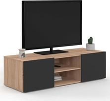 IDMarket - Televizoriaus staliukas 113 cm ELI Wood su buko efekto juodomis durelėmis
