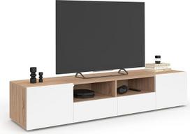 IDMarket - Televizoriaus stovas 180 cm ELI Wood su buko efekto baltomis durimis