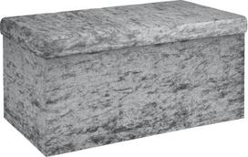 INTIRILIFE sulankstomas suoliukas 76 x 38 x 38 cm, aksominės pilkos spalvos - kubo formos sėdynė su daiktų laikymo vieta ir dangčiu su aksominiu užvalkalu - sėdynės kubo formos atramos kojoms, sulankstomos daiktų laikymo dėžės skrynios taburetė