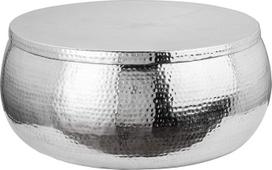 invicta INTERIOR Apvalus kavos staliukas "Orient Storage" - 70 cm - Sidabrinis - Metalas - Rankų darbo stalas su laikymo vieta kaltinio dizaino svetainėje Rankų darbo staliukas