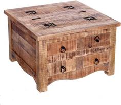 invicta INTERIOR Kietas kavos staliukas Iron Craft 60 cm Sheesham Stone Finish Pramoninio dizaino svetainės stalas