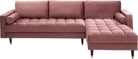 invicta INTERJERAS Elegantiška kampinė sofa Cosy Velvet 260 cm Dusky Pink Velvet Spring Core 3-vietė sofa Velvet Look Corner Sofa Couch