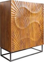 invicta INTERJERAS Scorpion Solid Highboard 120 cm Brown Mango Wood Elaborate 3D Carvings Tall Cabinet