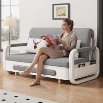 Išskleidžiama sofa lova - sofa su miego funkcija ir laikymo vieta, sofa lova mažiems kambariams ir svetainėms, tamsiai pilka ir balta (128 cm)