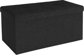 INTIRILIFE sulankstomas 76 x 38 x 38 cm dydžio pianino juodos spalvos suoliukas - kubo formos sėdynė su dangčiu ir laikymo vieta iš audinio su įdubimais - sėdynės kubo formos kojų atrama sulankstoma laikymo dėžė "Chest Stool