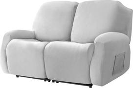 Įtempiamas fotelio užvalkalas Sofos užvalkalas 1/2/3 sėdimoms vietoms Velvet Armchair Protector Stretch Cover for Relaxing Chair, Soft Recliner Chair Cover, Non-Slip (Light Grey, 2-Seater)
