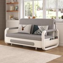 Išskleidžiama sofa lova - sofa su miego funkcija ir laikymo vieta, sofa lova mažiems kambariams ir svetainėms, tamsiai pilkos ir baltos spalvos sofa lova (128 cm)