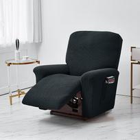Įtempimo Recliner apima Žakardas Slipcovers poliesterio baldų dangtelis denio kėdės sofos dangtis su maišeliu gyvenamojo kambario sofos dangtis (A juoda)