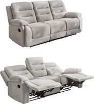 Jauki trivietė sofa su spyruokliniu paminkštinimu ir bangų spyruoklėmis W220/D98/H103 cm, reguliuojama trivietė sofa su pusiau automatine atsipalaidavimo funkcija, šenilinis užvalkalas, pilka / 15503