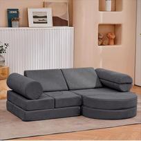 jela Vaikiška sofa, 14 dalių vaikiška žaidimų sofa vaikams, modulinė vaikiška sofa, pagaminta iš putplasčio, mielas kampelis vaikų kambaryje, skirta žaisti, kurti, miegoti (anglis)