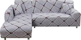 JIAN YA NA Stretch Sofa apima poliesterio Spandex audinio Slipcover 2 dalių poliesterio audinio Stretch Slipcovers + 2 pagalvėlės apima sekcijos sofa L formos sofa (pilka (Troy))
