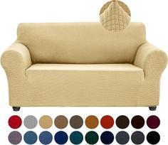 Joccun Stretch-Sofabezug für 2-Kissen, wasserabweisend, Schonbezug, waschbarer Polyester-Spandex-Möbelbezug für Wohnzimmer, Haustiere (Champagner)