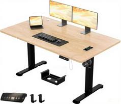 JUMMCIO Reguliuojamo aukščio rašomasis stalas 160x80 cm, tvirtas elektrinis stalas su USB įkrovimo funkcija, kompiuterio stalas su aukščio atminties funkcija, skirtas biurui, smėlio juodos spalvos