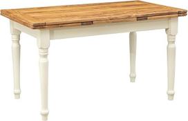 Kaimiško stiliaus masyvus liepų medžio antikvarinis baltos spalvos rėmas su natūralia apdaila W140xDP80xH80 cm dydžio išplečiamasis stalas