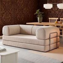 Kampinė sofa su nugaros atrama, atrama rankoms, miego funkcija, sulankstoma modulinė, virvelės užvalkalas ir pagalvėlė, lengva priežiūra, sofa lova, sofa, sofa, kampinė sofa, sofa lova svetainei, 1,5 x 2 cm
