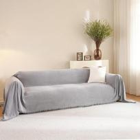 Kanapės užvalkalas, sekcijos sofos užvalkalas 3 pagalvėms, sofa, šenilas, eglutės raštas, skalbiamas, naminių gyvūnėlių sofos apsauga šunims, Boho sofos baldų užvalkalas (pilka, XXL, 180,3 x 381 cm)