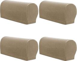 Kėdės porankis apima, Stretch Armchair Couch Armrest Cover Non-Slip Spandex Spandex poliesterio sofos kėdės rankų dangteliai Slipcovers baldų apsaugai, smėlio, 4 Pack