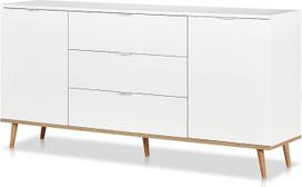 KHG "Scandi" bufetas su 2 durimis ir 3 stalčiais, baltos spalvos mediena, skirta svetainei ir valgomajam 180 x 87 x 40 cm (plotis x aukštis x gylis)