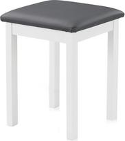 KHG Taburetės Medinė taburetė Baltai lakuota dirbtinės odos paminkštinta prieškambario spintos taburetė Virtuvės taburetė 36 x 36 x 47 cm - buko masyvo mediena Maksimali apkrova 110 kg - tualeto taburetė Kaimo namų stilius