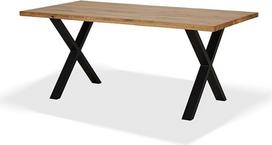 KHG Valgomojo stalas iš ąžuolo masyvo, alyvuotas, su X formos juodu rėmu - 180 x 90 cm - 6-8 asmenims - modernus valgomojo stalas su tvirtu metaliniu rėmu, virtuvės stalas, maksimali apkrova 100 kg
