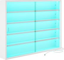 KIMENICH kolekcionieriaus vitrina, 5 pakopų stiklinė vitrina su LED apšvietimu, pakabinama sieninė vitrina, sieninė lentyna su stiklinėmis durelėmis, pakabinama vitrina figūrėlėms, vitrinos, balta