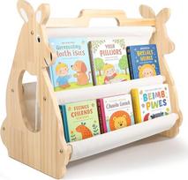 Kinder Bücherregal Holz, Montessori Regal mit Doppelter Seite Holzregal Bücherkiste Kinder Kinderbuchregal für Kinderzimmer, Spielzimmer & Kindergarten