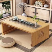 Kinų bambuko arbatos grindų stalas, japonų sulankstomas kavos staliukas, altoriaus stalas meditacijai, mažas nešiojamasis sulankstomas tatami stalas gyvenamajam kambariui, namų apdailai (mediena, 60 x 40 x 30 cm)