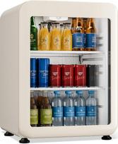 Klarstein Audrey Evo Getränkekekühlschrank 65 L - Getränkekühler mit Glastür, LED-Beleuchtung, einstellbare Temperatur 0-10 °C, 2 Regalböden, leiser Betrieb