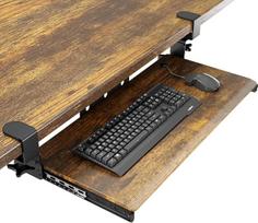 Klaviatūros padėklas, ištraukiamas po stalu su C spaustuku, didelio formato, stabilus stumdomas klaviatūros stovas, 838 mm x 280 mm, ištraukiama platforma, kompiuterio stalčius rašymui