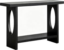 Konsolentisch Holz mit Doppelter Ablagefläche, Console Table mit Antirutschpads, skirtas svetainei ir kambariui (juodas, 160X30X80CM/63X12X31IN)