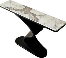 Konsolentisch mit Gestell Kohlenstoffstahl, Console Table mit Abgerundeten Ecken, Geeignet für Wohnzimmer und Foyer(Black,100x30x80CM/39x12x31IN)