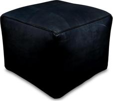 Kvadratinis odinis pufas - rankų darbo - pristatomas užpildytas - "Ottoman Bean Bag Footstool" (juodas)