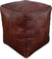 Kvadratinis odinis pufas XL - rankų darbo - pristatomas užpildytas - "Ottoman Bean Bag Footstool" (tamsiai rudas)