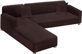 LA MEACK Sekcinės sofos užvalkalai, 2 dalių minkštas L formos itin elastingas L formos sofos užvalkalas su 2 pagalvių užvalkalais, sofos užvalkalas, 3 vietų + 3 vietų baldų apsauga (kava)