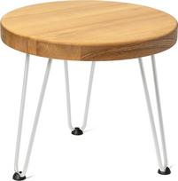 LAMO Manufaktur Apvalus medinis kavos staliukas, 40 cm, šoninis staliukas, sofa, naktinis staliukas, medis, svetainės staliukas, mažas, kavos staliukas, storis: 40 mm, Spalva: Spalva: kaimiška, kojos: dramblio kaulo spalvos, aukštis: 30 cm
