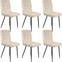 LANTUS Valgomojo kėdės 6 vnt. Metalinės tekstūros aksominės kėdės su ergonominiu atlošu, skirtos miegamajam ir svetainei, smėlio spalvos - 6 vnt.