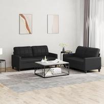LAPOOH 2 dalių sofos komplektas su pagalvėlėmis Juoda dirbtinės odos sofa lova Sofa lova Sofa lova Sofa lova Atsipalaiduoti Sofos ir sofos 3201358