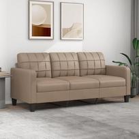 LAPOOH 3 vietų sofa Cappuccino Brown 180 cm dirbtinės odos sofa Svetainė Jaunimo sofa Relax Sofa Sofos ir sofos Miegamojo sofa Jaunimo vaikų kambarys