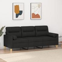 LAPOOH 3200833 3-vietė sofa su dekoratyvinėmis pagalvėlėmis, juoda, 180 cm, audinys, Sofos ir sofos, Gyvenamasis kambarys, Sofa paauglių kambariui, Poilsio sofa, Miegamojo sofa, Minkšta sofa