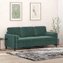 LAPOOH 3200893 3 vietų sofa su dekoratyvinėmis pagalvėlėmis, tamsiai žalia, 180 cm, aksomas, poilsio sofa, sofos ir kušetės, poilsio sofa, sofa svetainei, sofa su miego funkcija