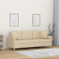 LAPOOH 3200919 3-vietė sofa su dekoratyvinėmis pagalvėlėmis Kreminė 180 cm audinys, poilsio sofa, sofos ir kušetės, poilsio sofa, sofa svetainei