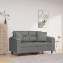 LAPOOH 3200967 Dvivietė sofa su pagalvėle, tamsiai pilka, 120 cm, mikropluošto audinys, poilsio sofa, sofos ir kušetės, poilsio sofa, svetainės sofa, sofa su - 3200967
