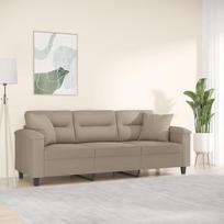 LAPOOH 3200977 3-vietė sofa su pagalvėle Taupe 180 cm, mikropluošto audinys, poilsio sofa, sofos ir kušetės, poilsio sofa, sofa svetainei, sofa su miego funkcija